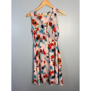 Rebecca Taylor Exclusive Flower Press Silk Floral V-Neck Sleeveless Dress Size 0